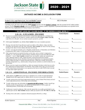 Fillable Online UNTAXED INCOME EXCLUSION FORM Fax Email Print PdfFiller