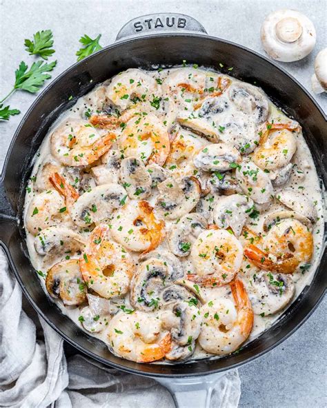 Garlic Shrimp In Creamy Mushroom Sauce Healthy Fitness Meals