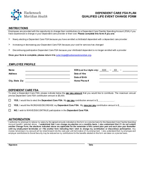 Dependent Care Fsa Dcfsa Form Darryl Patricia