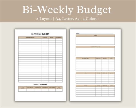 Bi Weekly Budget Planner Template Paycheck Budget Printable Etsy