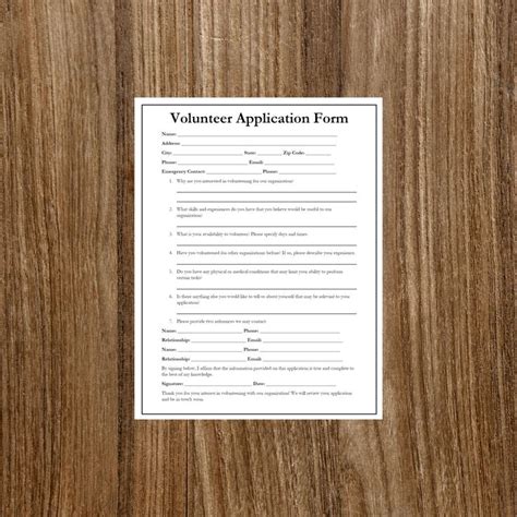 Volunteer Application Form Editable Pdf Template For Nonprofits And