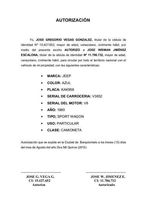 Autorización Manejar Vehiculo