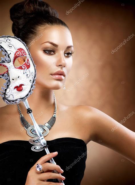 Masquerade Beauty Girl With Carnival Mask Stock Photo By Subbotina