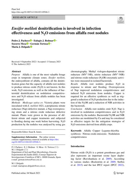 Pdf Ensifer Meliloti Denitrification Is Involved In Infection