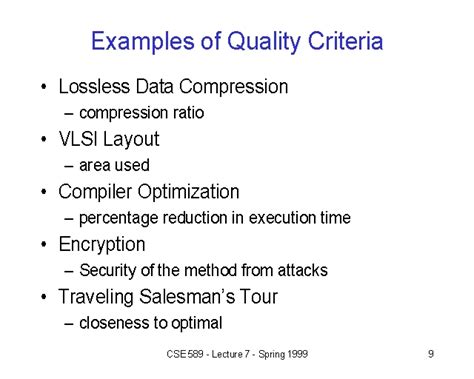 Examples of Quality Criteria