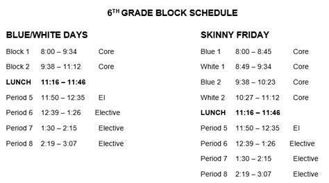 Class Schedules – West Middle School