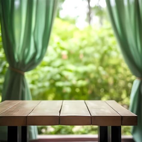 Premium Photo Empty Wood Table Top And Blurred Green Tree In The Park