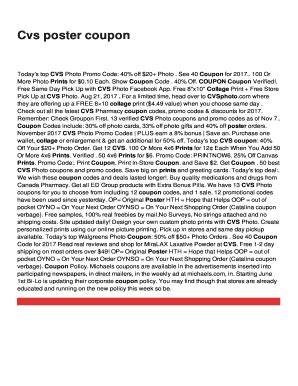 Fillable Online Cvs poster coupon Fax Email Print - pdfFiller