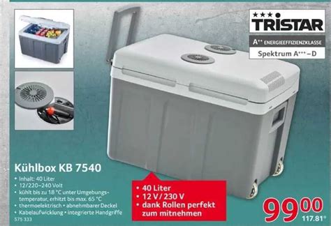 Tristar Kühlbox Kb 7540 Angebot bei Selgros 1Prospekte de