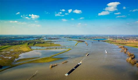 Luftaufnahme Wesel Uferbereiche Mit Durch Hochwasser Pegel