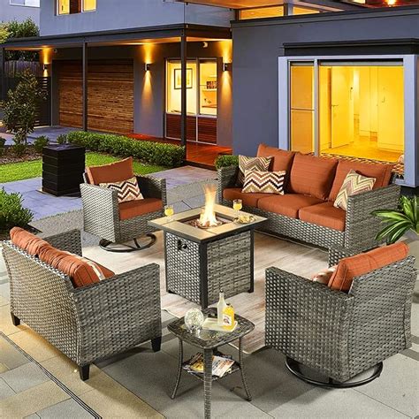 Ovios Patio Furniture Set Piece Outdoor Sectional Sofa Set With