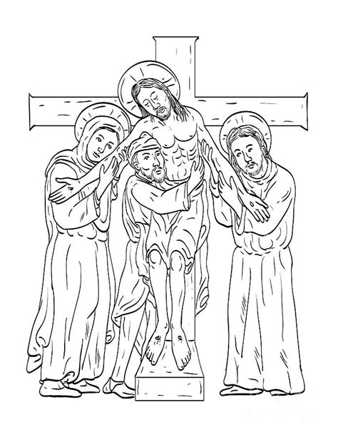 Jesus Taken Down From Cross With Mary John The Apostle And Joseph Of