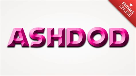 Ashdod Pink Bevelled Text Effect Generator