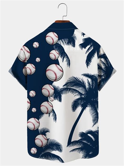 Royaura Vintage Casual Mens Baseball Hawaiian Shirts Palm Tree Holiday