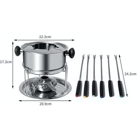 Toque 12pcs Classic Fondue Set Stainless Steel Cheese Chocolate Dipping