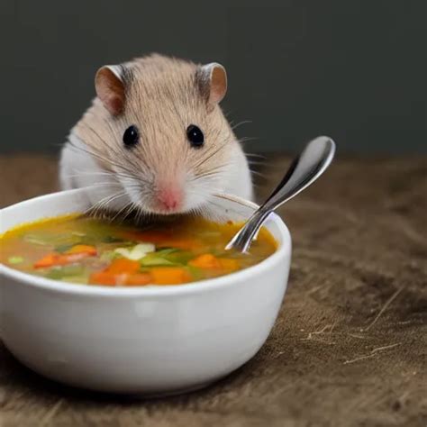 Detailed Photo Of A Hamster Eating Soup Various Stable Diffusion