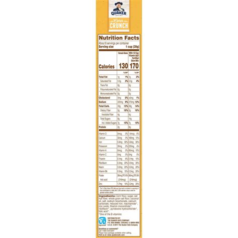 Quaker Crunchy Corn Bran Cereal Nutrition Facts Besto Blog