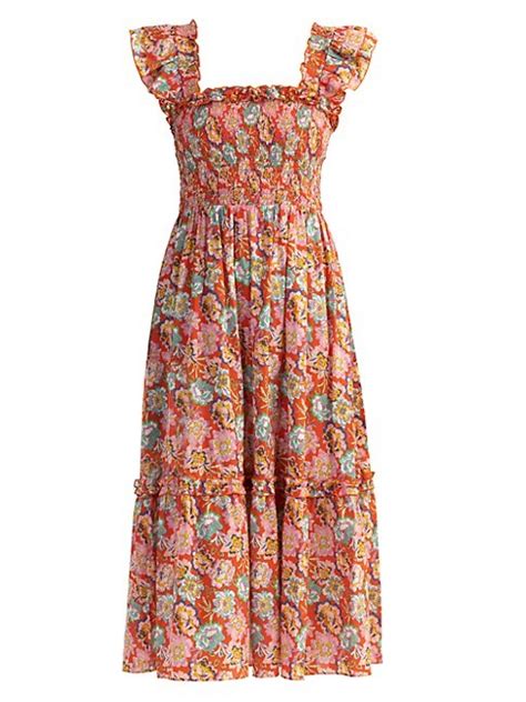 Shop Shoshanna Floral Smocked Midi Dress Saks Fifth Avenue