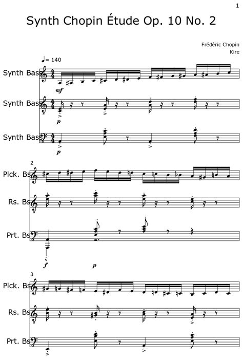 Synth Chopin Étude Op 10 No 2 Sheet music for Synth Bass Synth