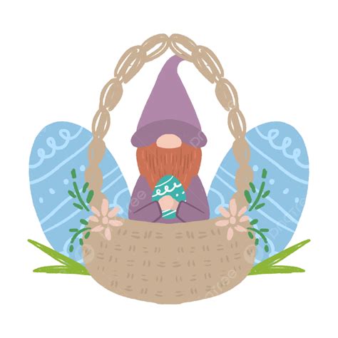 Easter Gnomes Png Image Cute Gnome Easter In A Basket Illustration