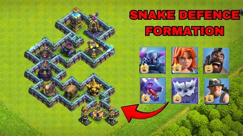 Snake Defence Formation Vs All Troops Clash Of Clans Youtube