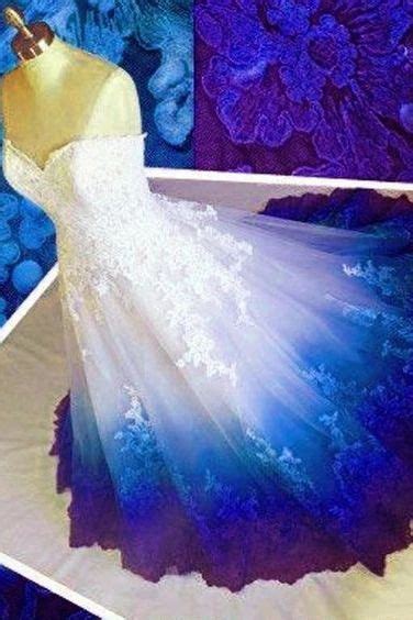 Royal Blue Ombre Prom Dress Sweetheart Ball Gown Lace Applique Long