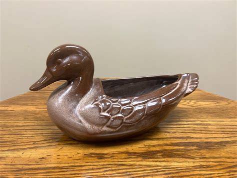 Frankoma Pottery Mid Century Brown Plainsman Duck 208 Planter Etsy