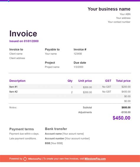 Free Australian Tax Invoice Template