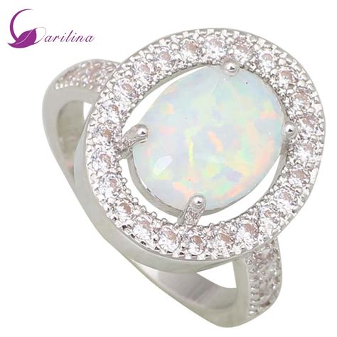 Fashion Opal Ring Wedding Rings Womens Rings White Opal 925 Silver