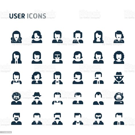 ユーザーとアバターのベクターアイコンを設定しますfillio ブラックアイコンシリーズ アイコンのベクターアート素材や画像を多数ご用意