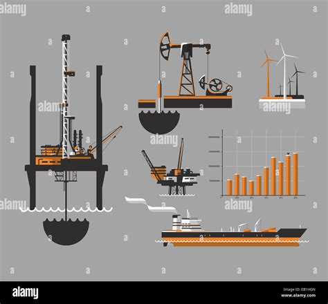 Oil And Petroleum Icon Set Oil Drilling Rig Vector Illustration Stock