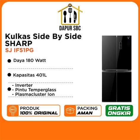 Jual Kulkas Side By Side Sharp Pintu Sj If Pg Sj Is G Bk Shopee