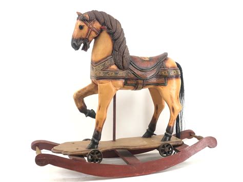 Lot Hand Carved Wood Rocking Carousel Horse