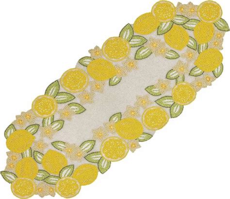 LEMON Self Design Glass Bead Table Runner Size 13x33 Inches At Rs 950