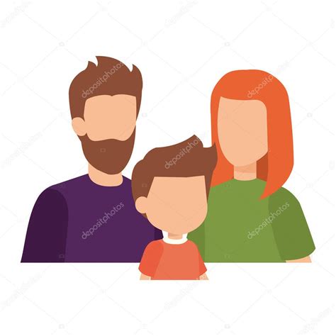 padres pareja con hijo caracteres vector ilustración diseño 2024