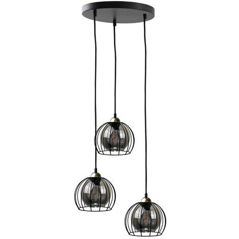 Keter Solo Cluster Pendant Ceiling Light Black 30cm 3x E27