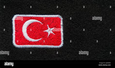 Turkish Flag Sewn On Black Fabric Turkish State Flag Stock Photo Alamy