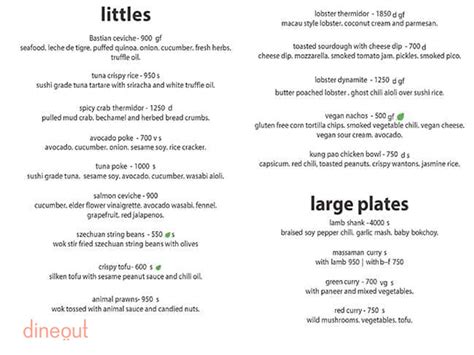 Menu of Bastian, Worli, Mumbai | Dineout discovery