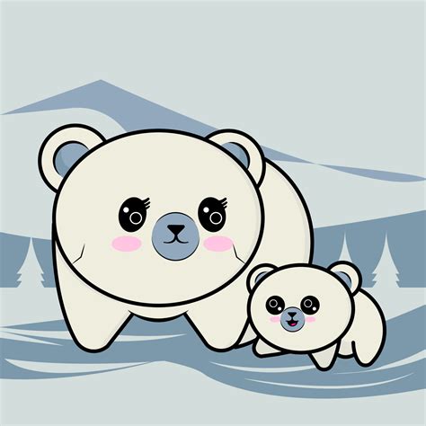 Polar she-bear with cubs vector illustration free download 7023249 ...