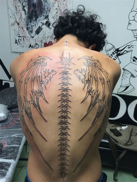 Dark Wing Back Tattoo For Men