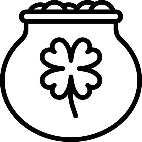 Pot Of Luck Clover Coin Gold Outline Icon 14236268 Vector Art At Vecteezy