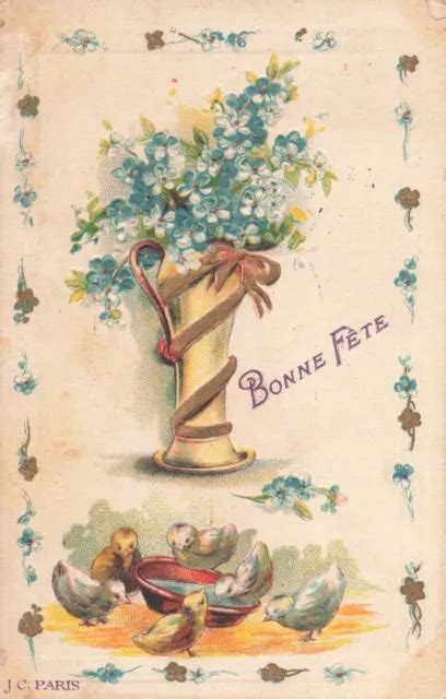 Cpa Fantaisie Illustree Carte De Voeux Bonne Fete J C Paris Fleurs Et