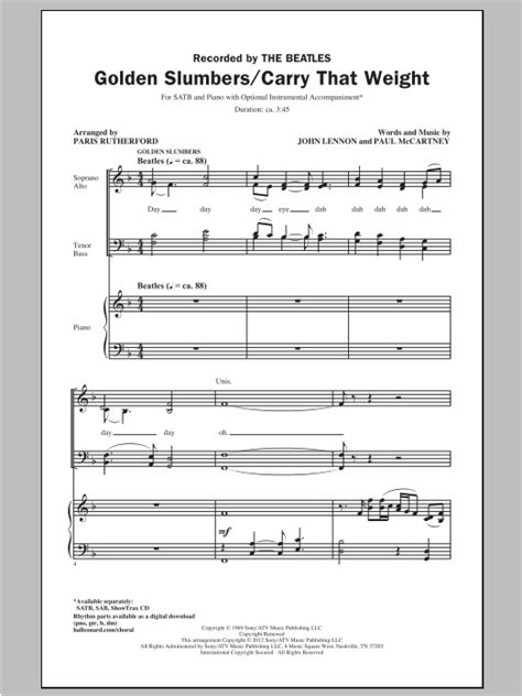 Golden Slumbers By The Beatles Sheet Music For Satb Choir At Sheet