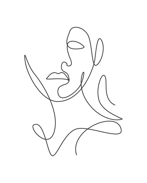 One Continuous Line Drawing Sexy Beauty Woman Abstract Face Minimalist