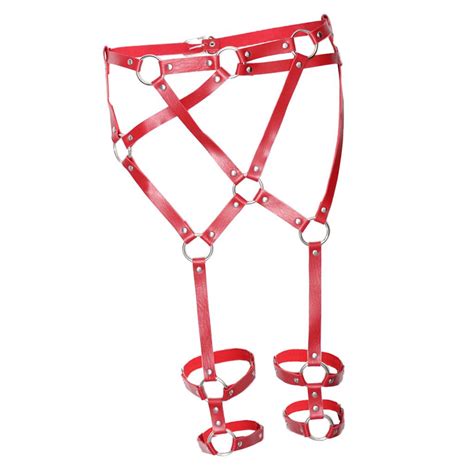 Buy Women Sexy Leather Harness Garter Belt Adjustable Waist Leg Cage