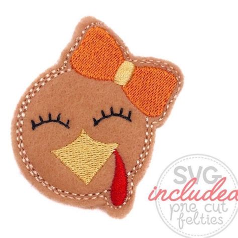 Girl Turkey Feltie Machine Embroidery Feltie Filefeltie Etsy