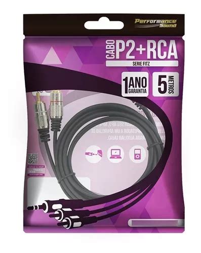 Cabo De Audio P2 X 2 Rca 5m Profissional Plug Metal 5 Metros