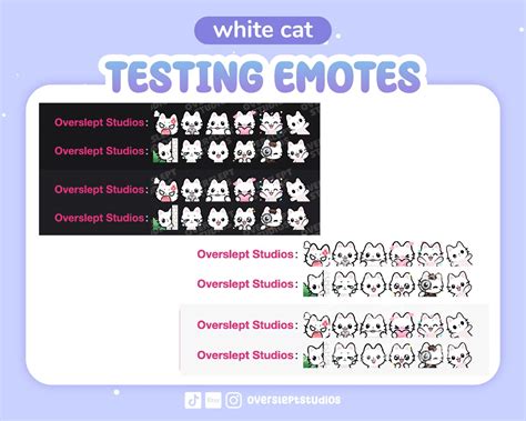 12 Cute White Cat Emotes Pack For Twitchdiscord Twitch Emote Etsy