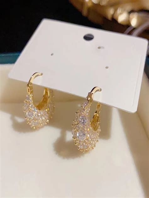 Pendientes de aro zirconia cúbica Moda de Mujer SHEIN México