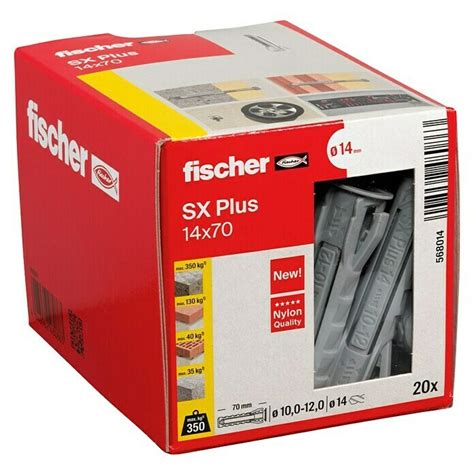 Fischer Set de tacos SX Plus Ø x L 14 x 70 mm Nylon 20 ud BAUHAUS